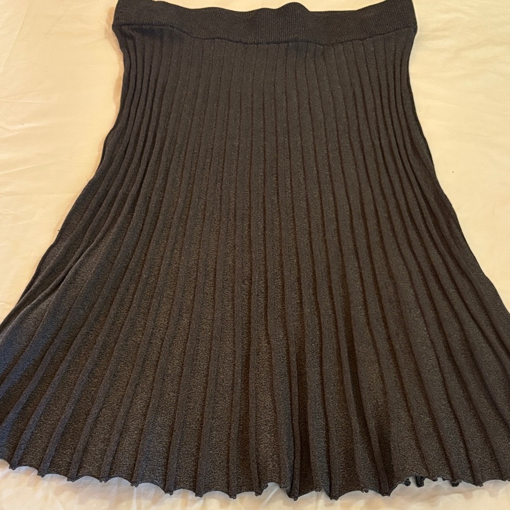 Adiva Charcoal gray A-Line Pleated Skirt